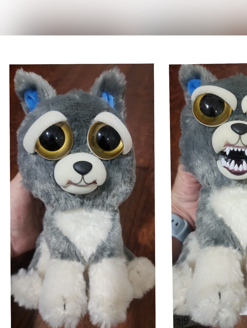 William Mark Feisty Pets "Sammy Suckerpunch" gray husky plush toy.